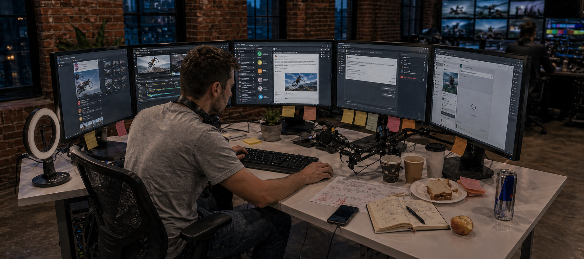Le social manager seul, jonglant entre cinq plateformes.